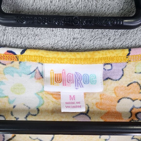 Women's Yellow LulaRoe Floral Print Tunic Top Shirt Short Sleeve Size M - Picture 5 of 10